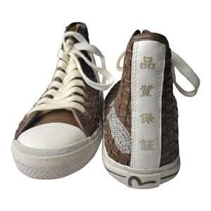 Vintage Evisu Yuudai Woven Leather Hightop Sneaks Street Metallic Logo J…